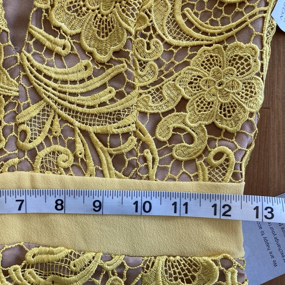 NWT Dress the Population Canary Tan Ava Lace Mini Dress V-Neck Women's Small - Picture 12 of 16